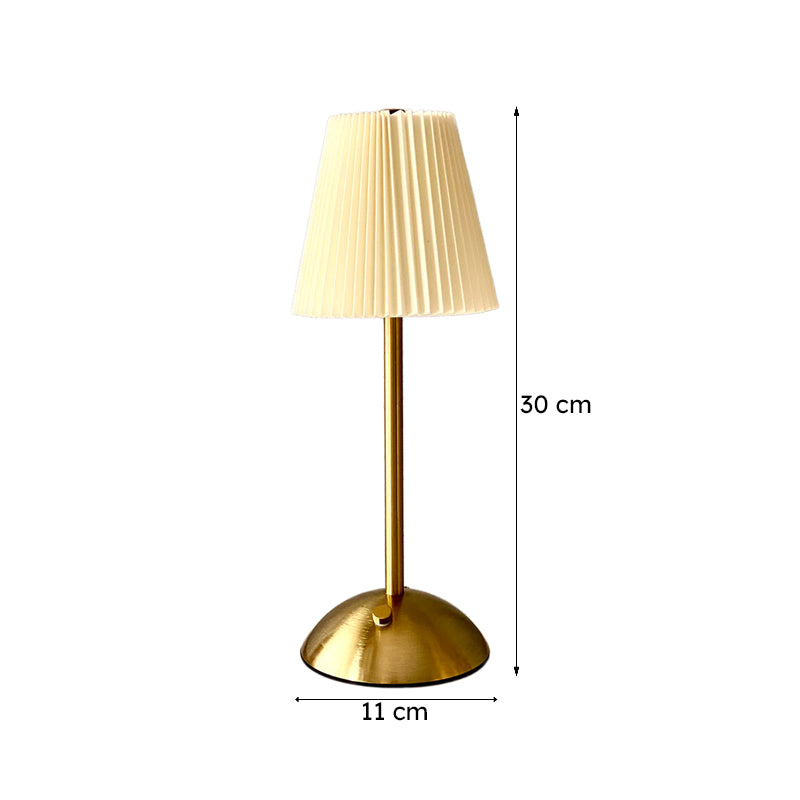 Lucent Wireless Metal Table Lamp with Gold Pleated Shade