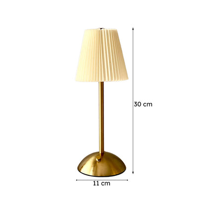 Lucent Wireless Metal Table Lamp with Gold Pleated Shade