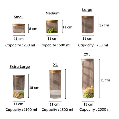Nidora Transparent Glass Storage Jar Set – Set of 6