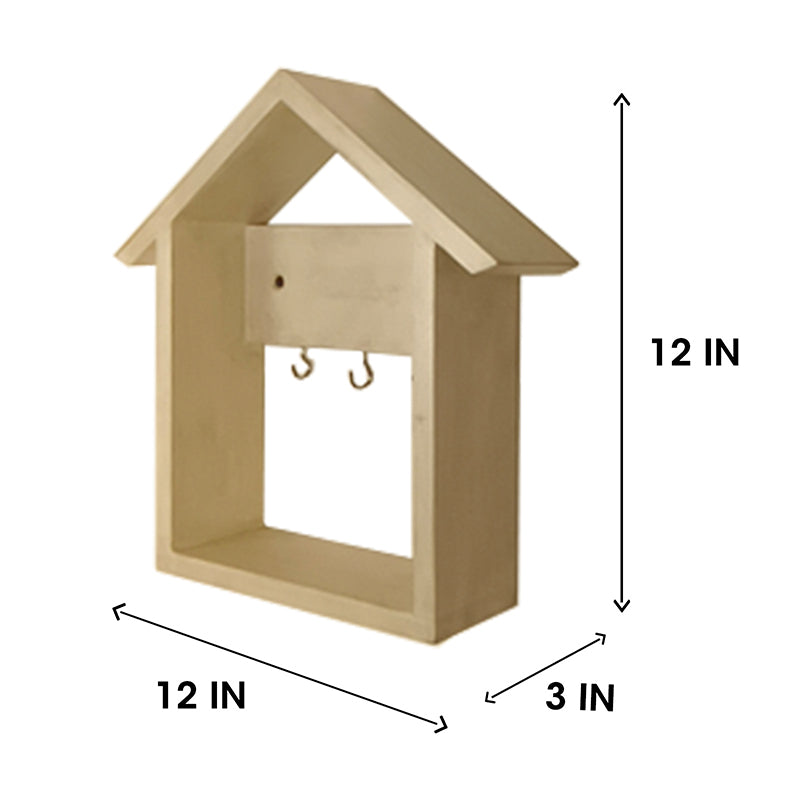 Wooden Wall Shelf Organiser with Key Holders