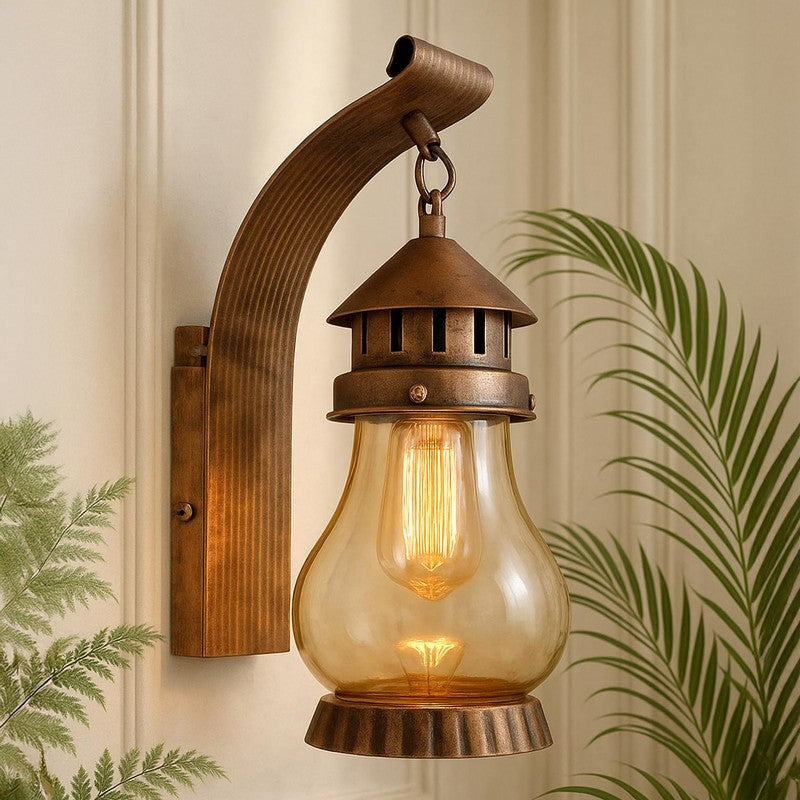 Modern Haveli Lantern Wall Lamp with Glass Shade