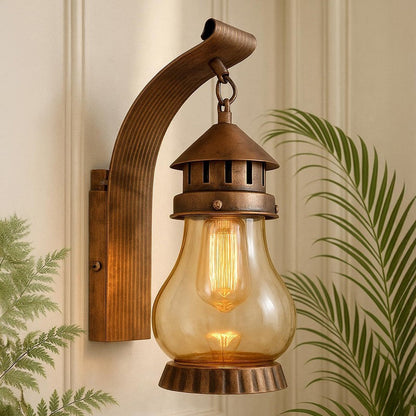 Modern Haveli Lantern Wall Lamp with Glass Shade