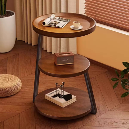 Sepia Circular Reclaimed Wood Side Table