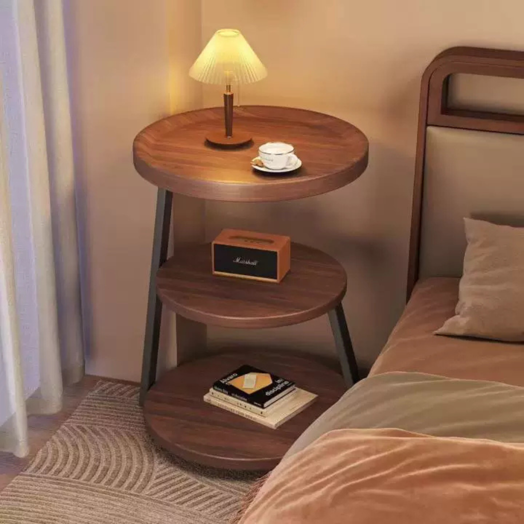 Sepia Circular Reclaimed Wood Side Table