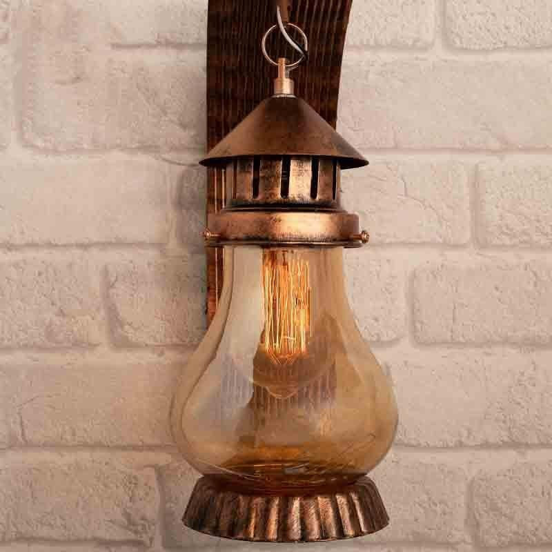 Modern Haveli Lantern Wall Lamp with Glass Shade
