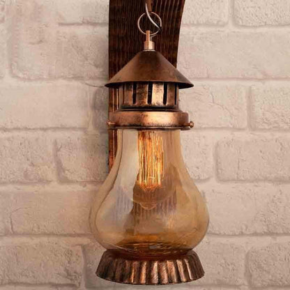Modern Haveli Lantern Wall Lamp with Glass Shade