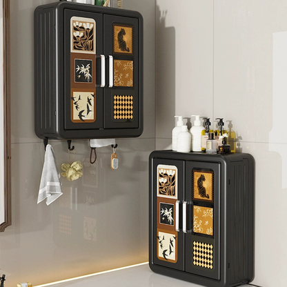 Vintage Style Double Door Wall Mounted Storage Box with Hooks