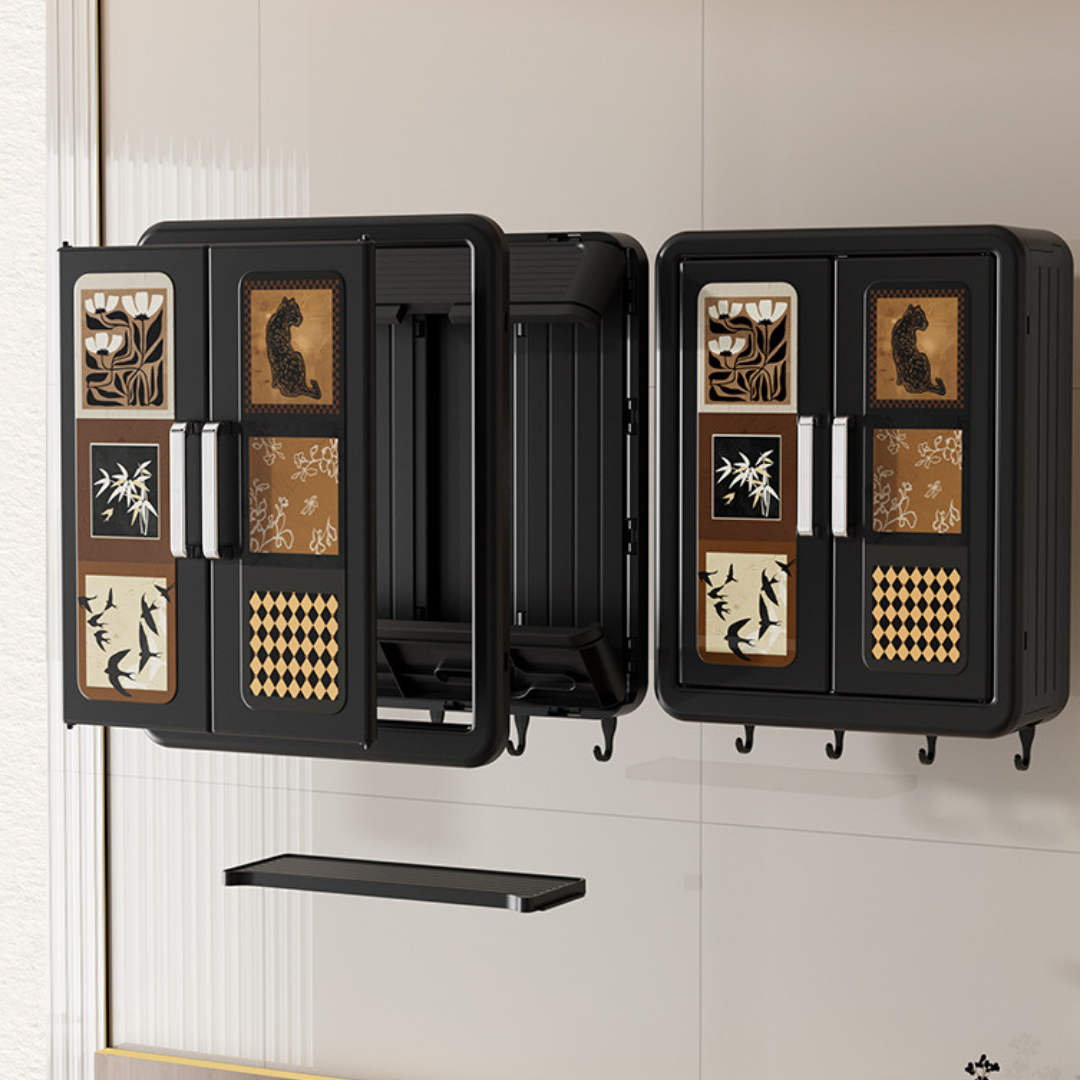 Vintage Style Double Door Wall Mounted Storage Box with Hooks