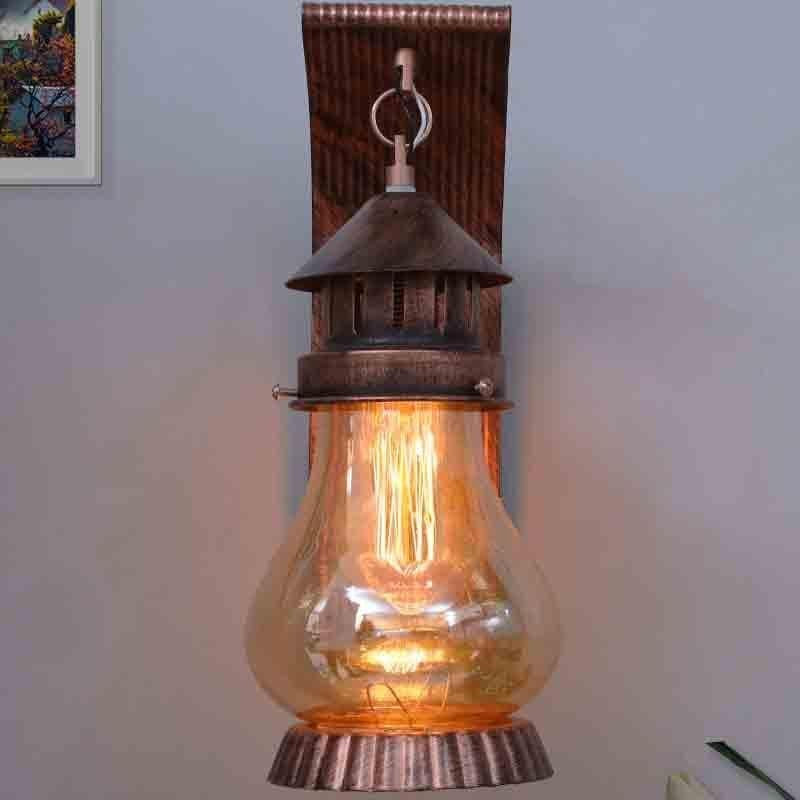 Modern Haveli Lantern Wall Lamp with Glass Shade