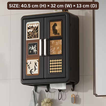 Vintage Style Double Door Wall Mounted Storage Box with Hooks