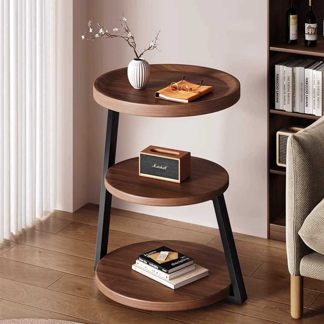 Sepia Circular Reclaimed Wood Side Table