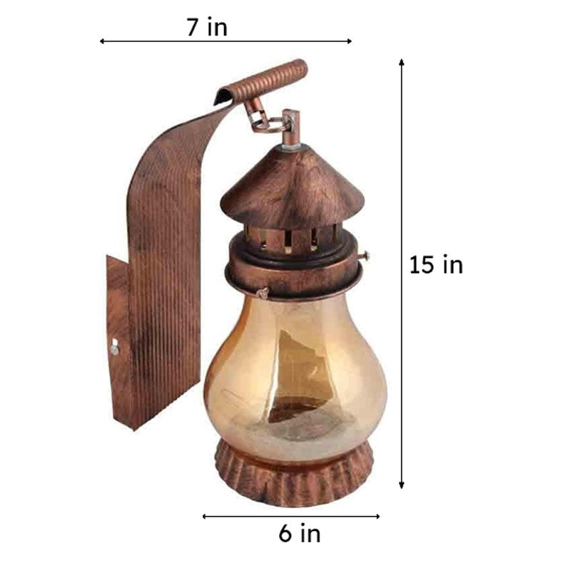 Modern Haveli Lantern Wall Lamp with Glass Shade