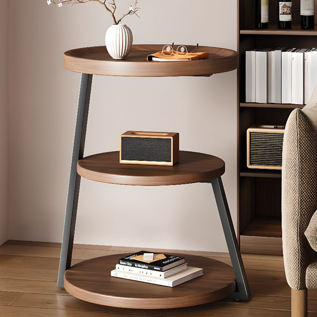 Sepia Circular Reclaimed Wood Side Table