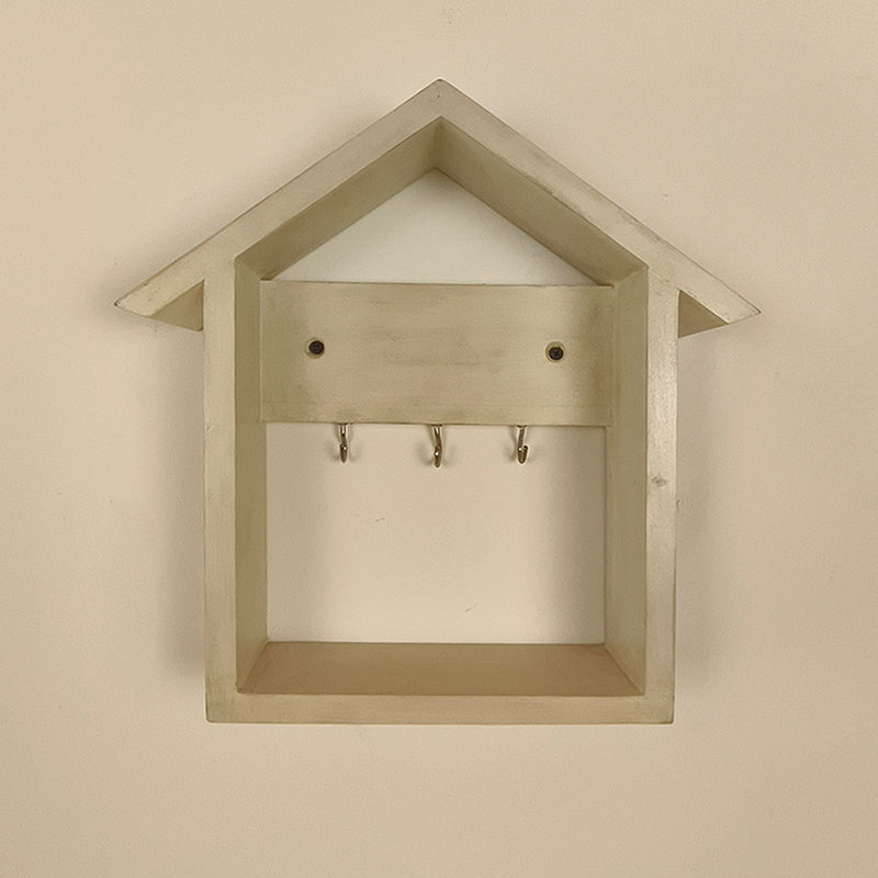 Wooden Wall Shelf Organiser with Key Holders
