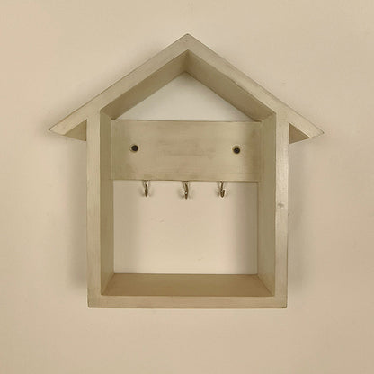 Wooden Wall Shelf Organiser with Key Holders