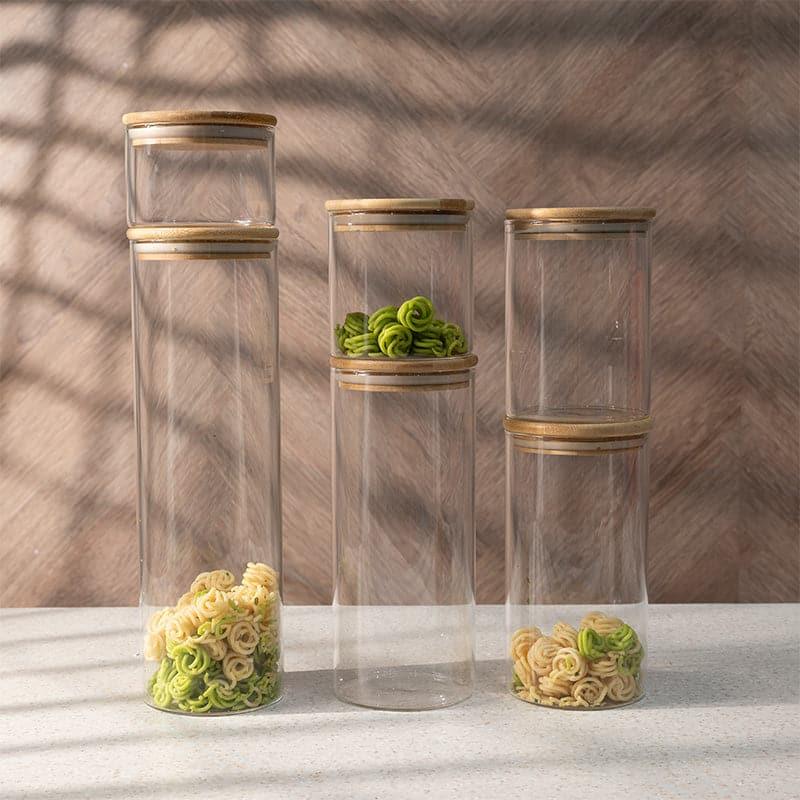 Nidora Transparent Glass Storage Jar Set – Set of 6