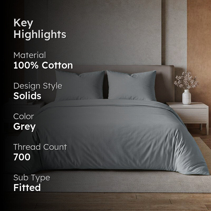 Maison Solid Cotton Fitted Bedsheet - 700 Thread Count