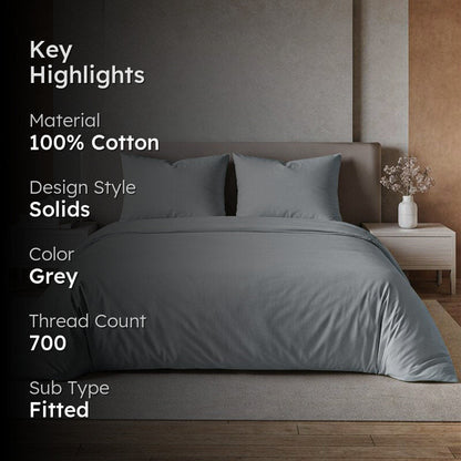 Maison Solid Cotton Fitted Bedsheet - 700 Thread Count